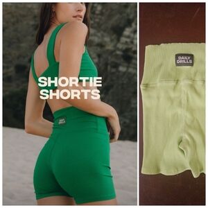 Daily Drills Shortie Shorts Ribbed Light Green High Waist Shorts s